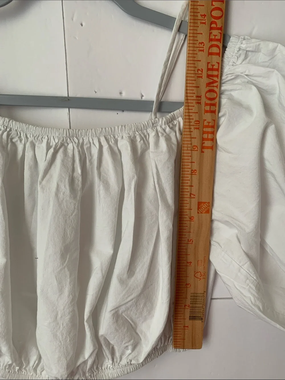 Zara White Off-the-Shoulder Puff Sleeve Crop Top Size S